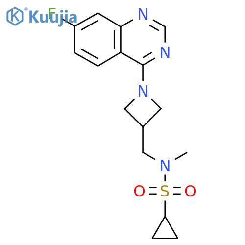 N-{[1-(7-fluoroquinazolin-4-yl)azetidin-3-yl]methyl}-N-methylcyclopropanesulfonamide structure