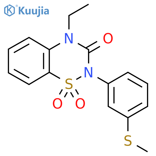 4-ethyl-2-3-(methylsulfanyl)phenyl-3,4-dihydro-2H-1,2,4-benzothiadiazine-1,1,3-trione structure