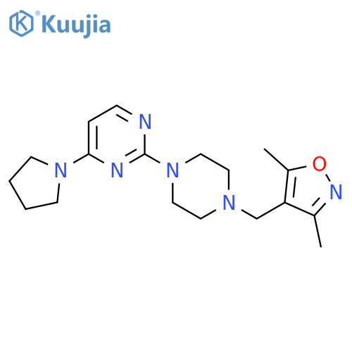 2-{4-[(3,5-Dimethyl-1,2-oxazol-4-yl)methyl]piperazin-1-yl}-4-(pyrrolidin-1-yl)pyrimidine structure
