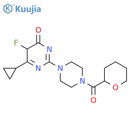 6-Cyclopropyl-5-fluoro-2-[4-(oxane-2-carbonyl)piperazin-1-yl]-3,4-dihydropyrimidin-4-one structure