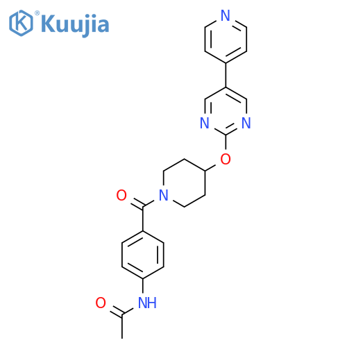 N-[4-(4-{[5-(pyridin-4-yl)pyrimidin-2-yl]oxy}piperidine-1-carbonyl)phenyl]acetamide structure