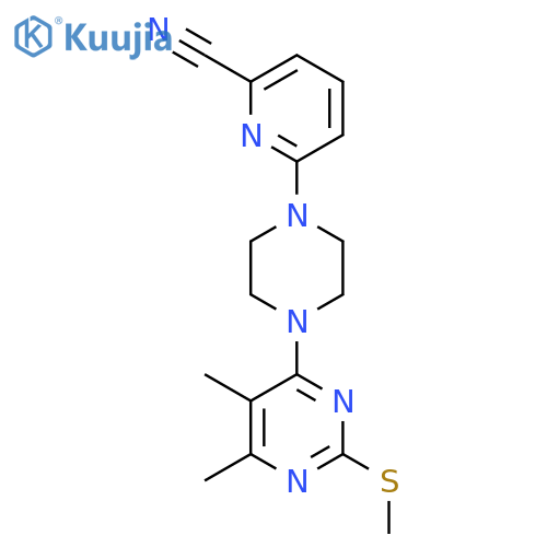 6-{4-[5,6-Dimethyl-2-(methylsulfanyl)pyrimidin-4-yl]piperazin-1-yl}pyridine-2-carbonitrile structure