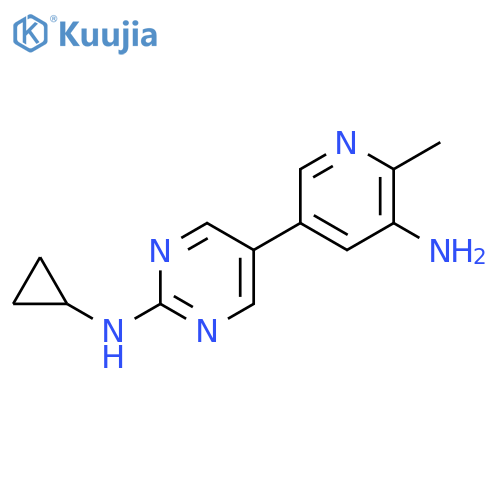 5-(5-amino-6-methylpyridin-3-yl)-N-cyclopropylpyrimidin-2-amine structure