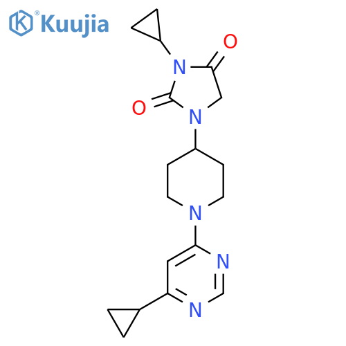 3-Cyclopropyl-1-[1-(6-cyclopropylpyrimidin-4-yl)piperidin-4-yl]imidazolidine-2,4-dione structure