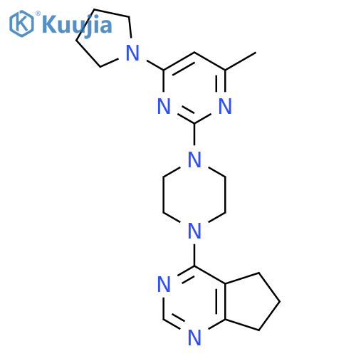 2-(4-{5H,6H,7H-cyclopenta[d]pyrimidin-4-yl}piperazin-1-yl)-4-methyl-6-(pyrrolidin-1-yl)pyrimidine structure