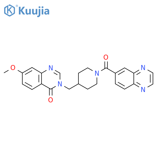 7-Methoxy-3-{[1-(quinoxaline-6-carbonyl)piperidin-4-yl]methyl}-3,4-dihydroquinazolin-4-one structure