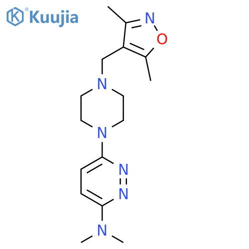 6-{4-[(3,5-dimethyl-1,2-oxazol-4-yl)methyl]piperazin-1-yl}-N,N-dimethylpyridazin-3-amine structure