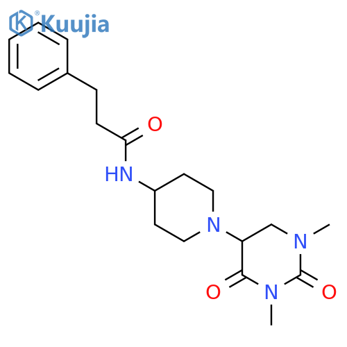 N-[1-(1,3-dimethyl-2,4-dioxo-1,2,3,4-tetrahydropyrimidin-5-yl)piperidin-4-yl]-3-phenylpropanamide structure