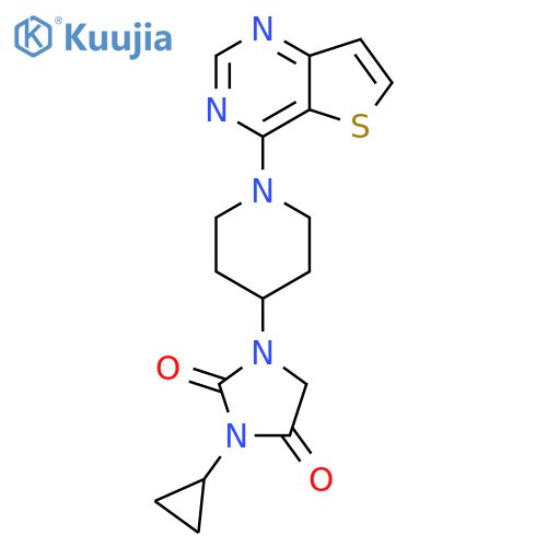 3-Cyclopropyl-1-(1-{thieno[3,2-d]pyrimidin-4-yl}piperidin-4-yl)imidazolidine-2,4-dione structure