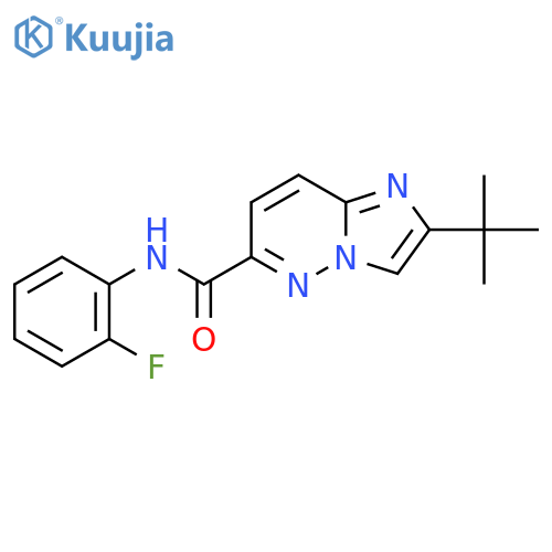 2-tert-butyl-N-(2-fluorophenyl)imidazo[1,2-b]pyridazine-6-carboxamide structure