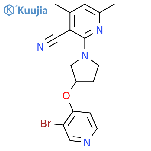 2-{3-[(3-Bromopyridin-4-yl)oxy]pyrrolidin-1-yl}-4,6-dimethylpyridine-3-carbonitrile structure