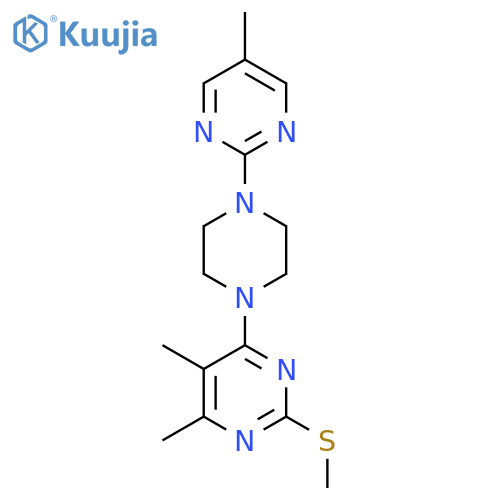 4,5-Dimethyl-6-[4-(5-methylpyrimidin-2-yl)piperazin-1-yl]-2-(methylsulfanyl)pyrimidine structure