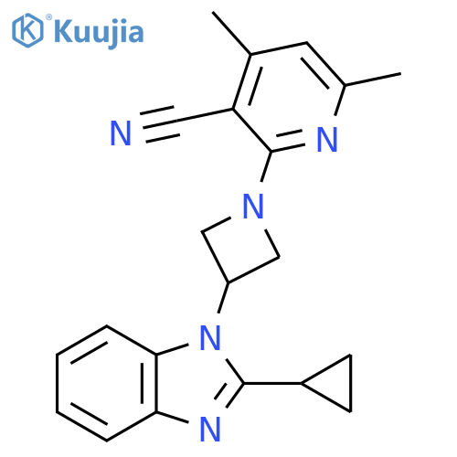 2-[3-(2-cyclopropyl-1H-1,3-benzodiazol-1-yl)azetidin-1-yl]-4,6-dimethylpyridine-3-carbonitrile structure