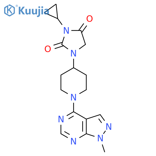 3-cyclopropyl-1-(1-{1-methyl-1H-pyrazolo[3,4-d]pyrimidin-4-yl}piperidin-4-yl)imidazolidine-2,4-dione structure