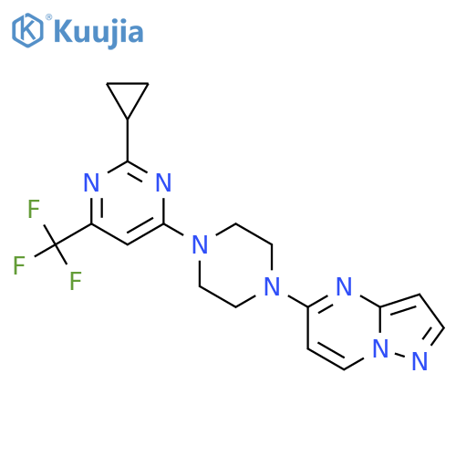2-Cyclopropyl-4-(4-{pyrazolo[1,5-a]pyrimidin-5-yl}piperazin-1-yl)-6-(trifluoromethyl)pyrimidine structure
