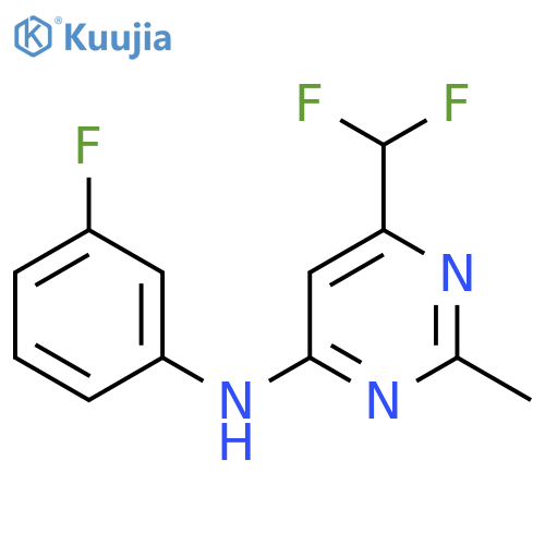 6-(difluoromethyl)-N-(3-fluorophenyl)-2-methylpyrimidin-4-amine structure