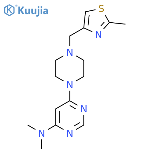 N,N-dimethyl-6-{4-[(2-methyl-1,3-thiazol-4-yl)methyl]piperazin-1-yl}pyrimidin-4-amine structure