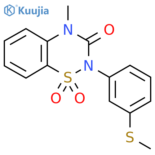 4-methyl-2-3-(methylsulfanyl)phenyl-3,4-dihydro-2H-1,2,4-benzothiadiazine-1,1,3-trione structure