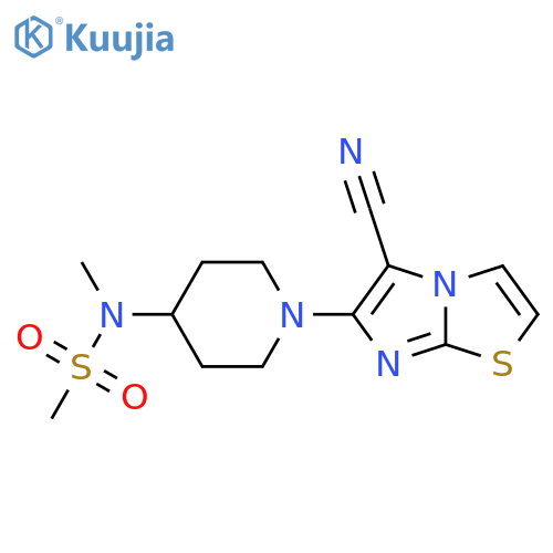 N-(1-{5-cyanoimidazo[2,1-b][1,3]thiazol-6-yl}piperidin-4-yl)-N-methylmethanesulfonamide structure