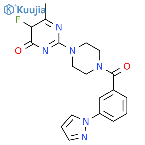 5-fluoro-6-methyl-2-{4-[3-(1H-pyrazol-1-yl)benzoyl]piperazin-1-yl}-3,4-dihydropyrimidin-4-one structure