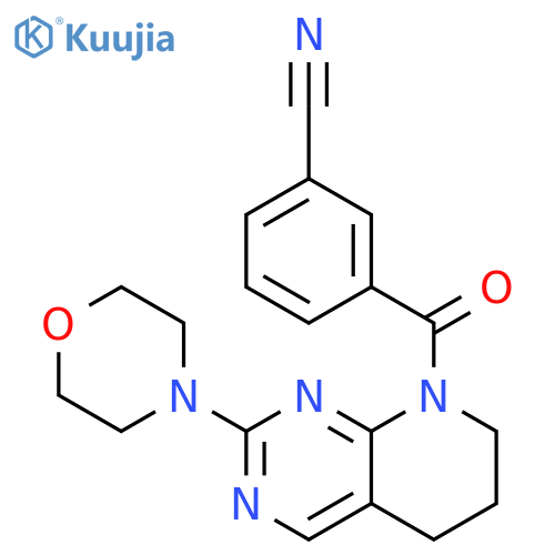 3-2-(morpholin-4-yl)-5H,6H,7H,8H-pyrido2,3-dpyrimidine-8-carbonylbenzonitrile structure