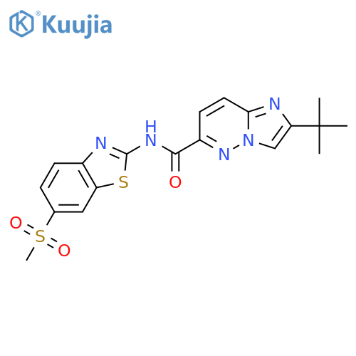 2-tert-butyl-N-(6-methanesulfonyl-1,3-benzothiazol-2-yl)imidazo[1,2-b]pyridazine-6-carboxamide structure