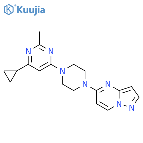 4-Cyclopropyl-2-methyl-6-(4-{pyrazolo[1,5-a]pyrimidin-5-yl}piperazin-1-yl)pyrimidine structure