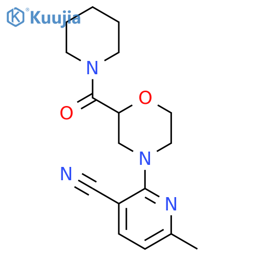6-Methyl-2-[2-(piperidine-1-carbonyl)morpholin-4-yl]pyridine-3-carbonitrile structure