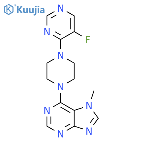 6-[4-(5-fluoropyrimidin-4-yl)piperazin-1-yl]-7-methyl-7H-purine structure