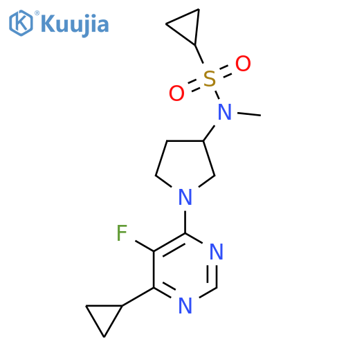 N-[1-(6-cyclopropyl-5-fluoropyrimidin-4-yl)pyrrolidin-3-yl]-N-methylcyclopropanesulfonamide structure