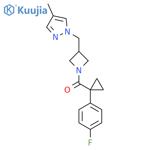 1-({1-[1-(4-fluorophenyl)cyclopropanecarbonyl]azetidin-3-yl}methyl)-4-methyl-1H-pyrazole structure