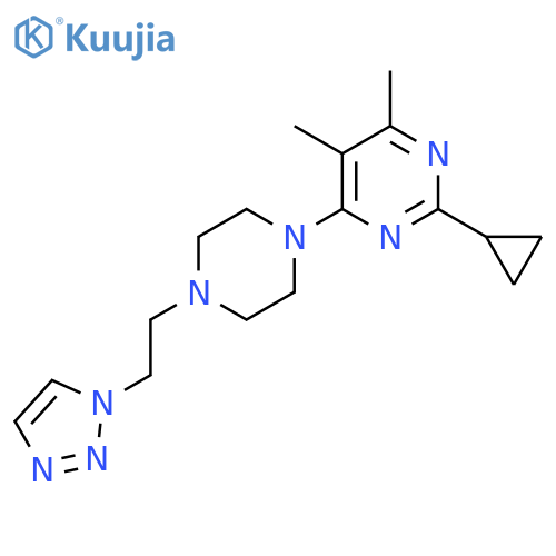 2-cyclopropyl-4,5-dimethyl-6-{4-[2-(1H-1,2,3-triazol-1-yl)ethyl]piperazin-1-yl}pyrimidine structure