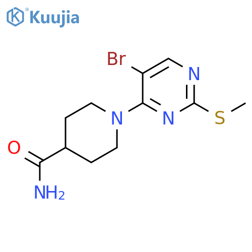 1-[5-Bromo-2-(methylsulfanyl)pyrimidin-4-yl]piperidine-4-carboxamide structure