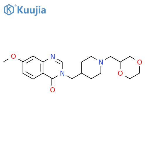 3-({1-[(1,4-Dioxan-2-yl)methyl]piperidin-4-yl}methyl)-7-methoxy-3,4-dihydroquinazolin-4-one structure