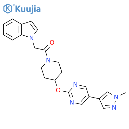 2-(1H-indol-1-yl)-1-(4-{[5-(1-methyl-1H-pyrazol-4-yl)pyrimidin-2-yl]oxy}piperidin-1-yl)ethan-1-one structure