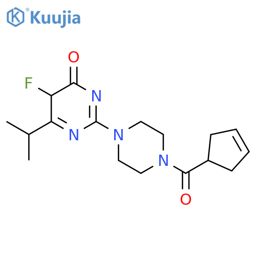 2-[4-(Cyclopent-3-ene-1-carbonyl)piperazin-1-yl]-5-fluoro-6-(propan-2-yl)-3,4-dihydropyrimidin-4-one structure