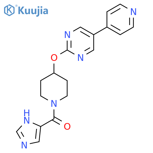 2-{[1-(1H-imidazole-4-carbonyl)piperidin-4-yl]oxy}-5-(pyridin-4-yl)pyrimidine structure
