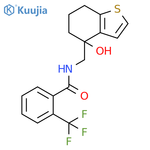 N-[(4-hydroxy-4,5,6,7-tetrahydro-1-benzothiophen-4-yl)methyl]-2-(trifluoromethyl)benzamide structure
