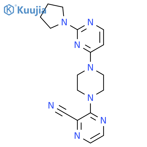 3-{4-[2-(Pyrrolidin-1-yl)pyrimidin-4-yl]piperazin-1-yl}pyrazine-2-carbonitrile structure