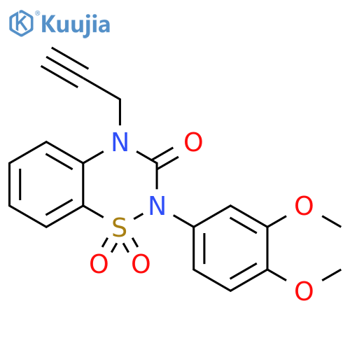 2-(3,4-dimethoxyphenyl)-4-(prop-2-yn-1-yl)-3,4-dihydro-2H-1lambda6,2,4-benzothiadiazine-1,1,3-trione structure