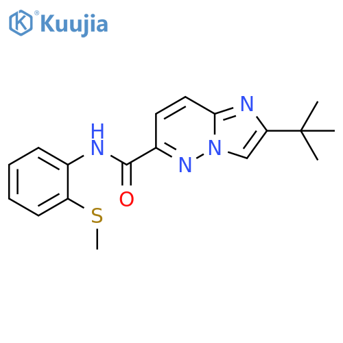 2-tert-butyl-N-[2-(methylsulfanyl)phenyl]imidazo[1,2-b]pyridazine-6-carboxamide structure