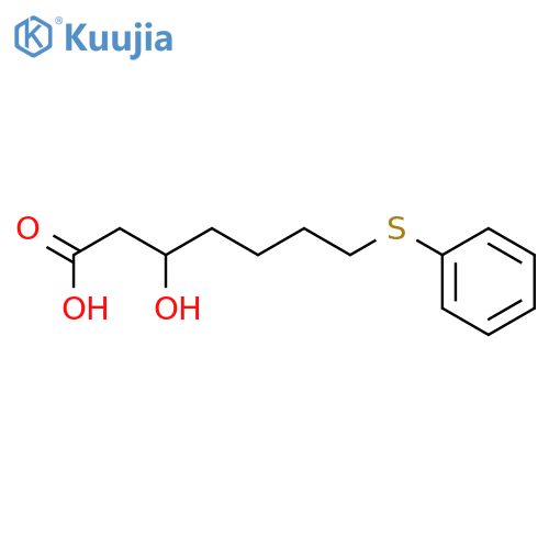 Heptanoic acid, 3-hydroxy-7-(phenylthio)- structure