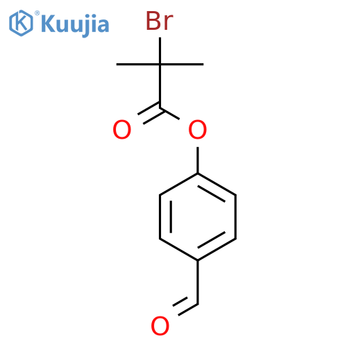 Propanoic acid, 2-bromo-2-methyl-, 4-formylphenyl ester structure