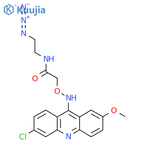N-(2-azidoethyl)-2-{(6-chloro-2-methoxyacridin-9-yl)aminooxy}acetamide structure