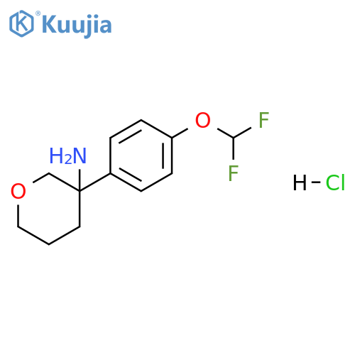3-4-(difluoromethoxy)phenyloxan-3-amine hydrochloride structure