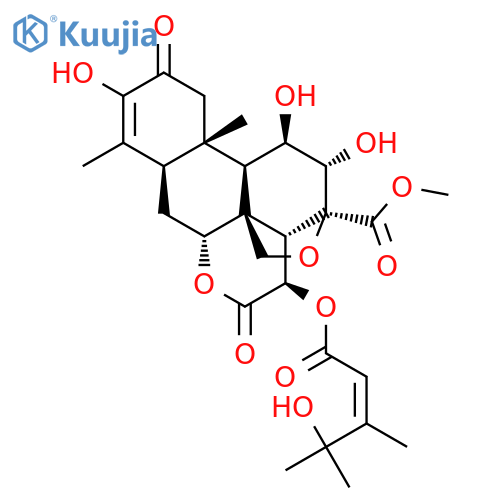 Picras-3-en-21-oicacid,13,20-epoxy-3,11,12-trihydroxy-15-[[(2E)-4-hydroxy-3,4-dimethyl-1-oxo-2-penten-1-yl]oxy]-2,16-dioxo-,(11b,12a,15b)- structure
