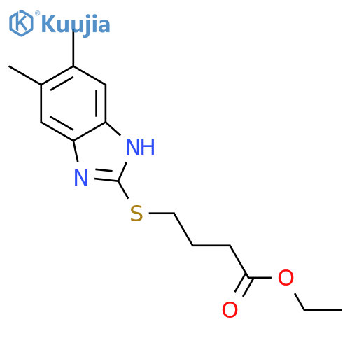 BUTANOIC ACID, 4-[(5,6-DIMETHYL-1H-BENZIMIDAZOL-2-YL)THIO]-, ETHYL ESTER structure