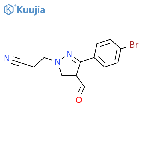 3-3-(4-bromophenyl)-4-formyl-1H-pyrazol-1-ylpropanenitrile structure