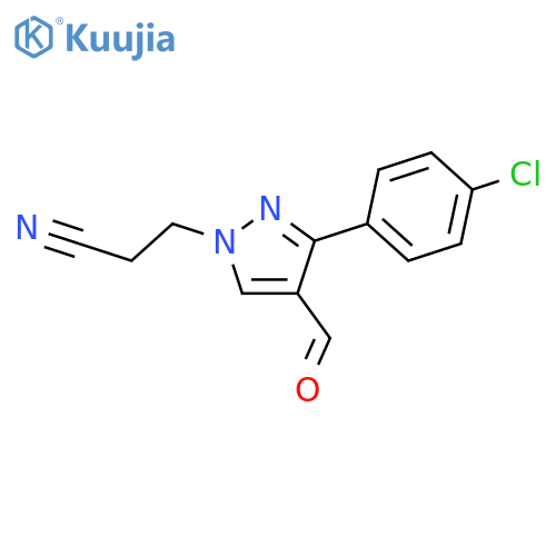 3-[3-(4-chlorophenyl)-4-formyl-1H-pyrazol-1-yl]propanenitrile structure