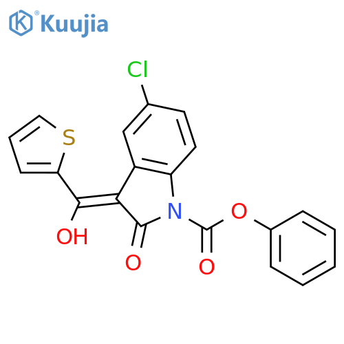 (Z)-5-chloro-3-[1-hydroxy-1-(2-thienyl)methylene]-2-oxo-1-phenoxycarbonyl-2,3-dihydroindole structure